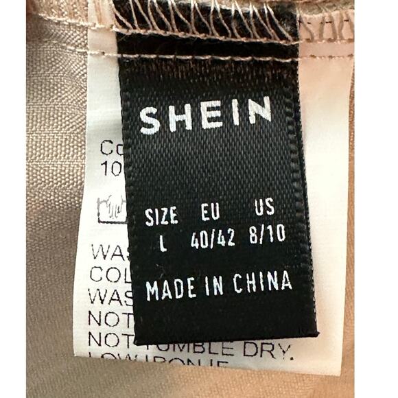 SHEIN beige corduroy pleated cuffed shorts size 8 - 10 - Picture 3 of 13